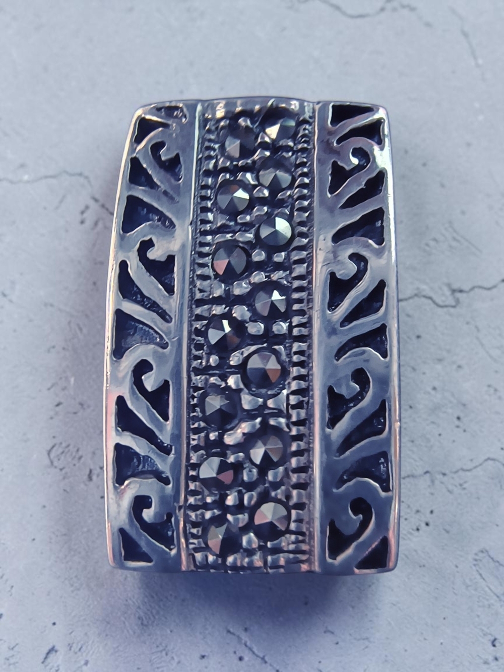 Marsala Sterling Silver Embellished Pendant With Marcasite Sparkle Accents